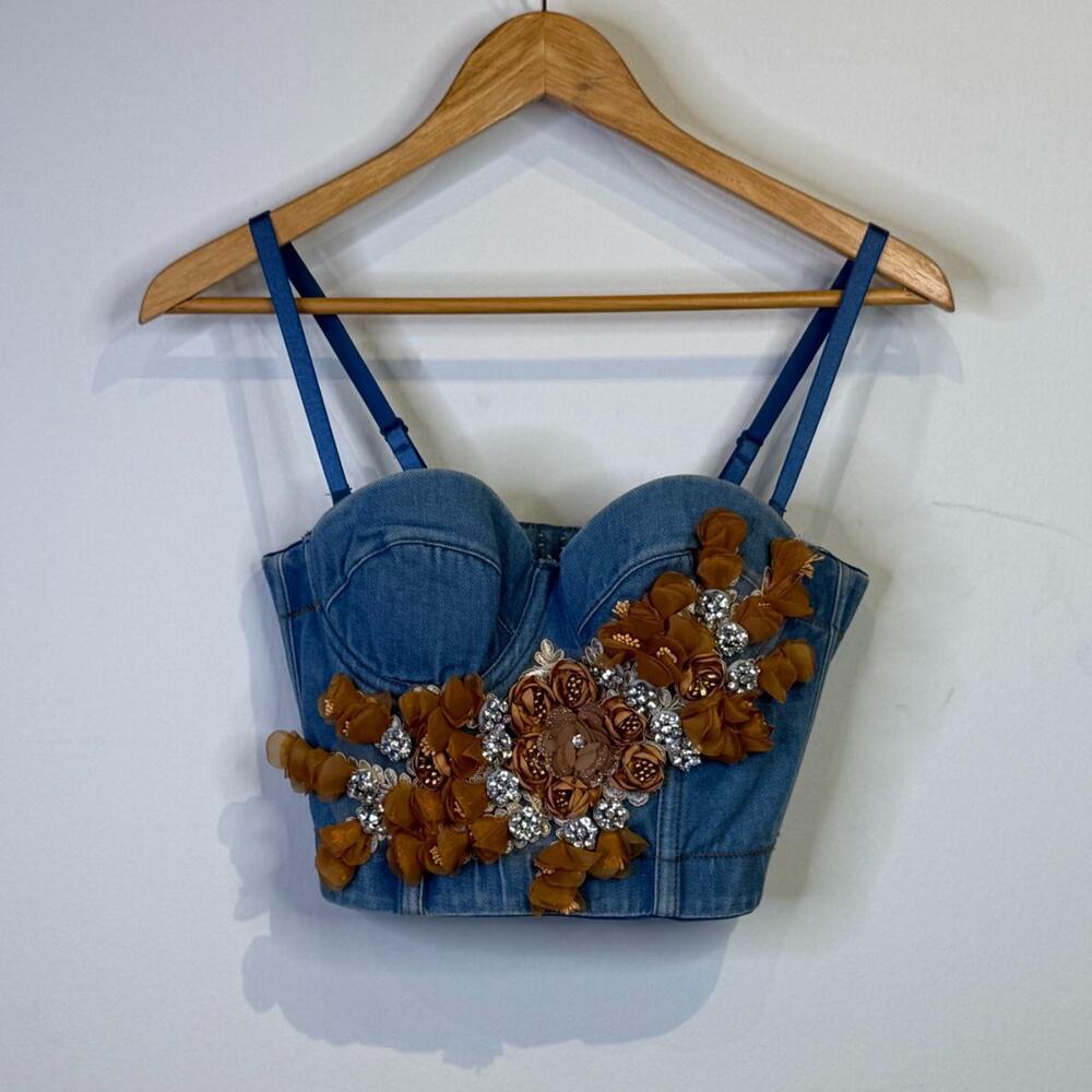 Denim Embellished Bustier - Picture 4 of 4